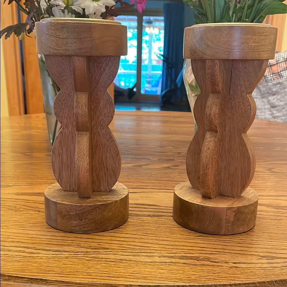Elegant Wooden Candle Holders